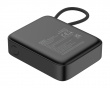 10 000 mAh Powerbank, inbyggd tygkabel - Svart