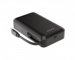 10 000 mAh Powerbank, indragbar kabel 90 cm - Svart